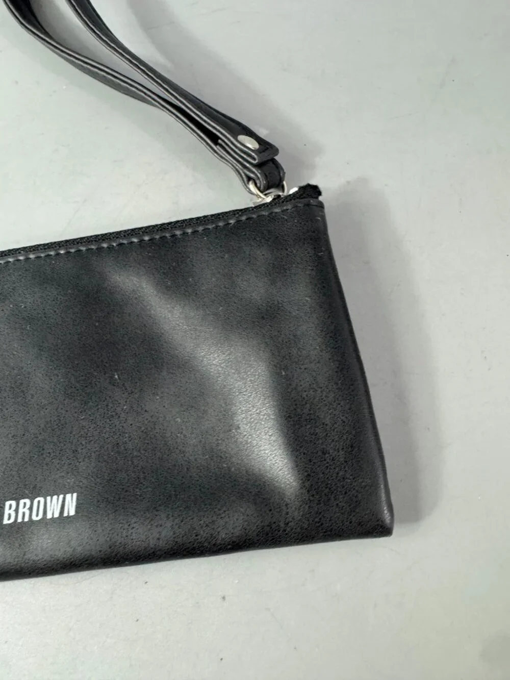 Black Bobbi black glasses design wristlet zipper pouch makeup bag